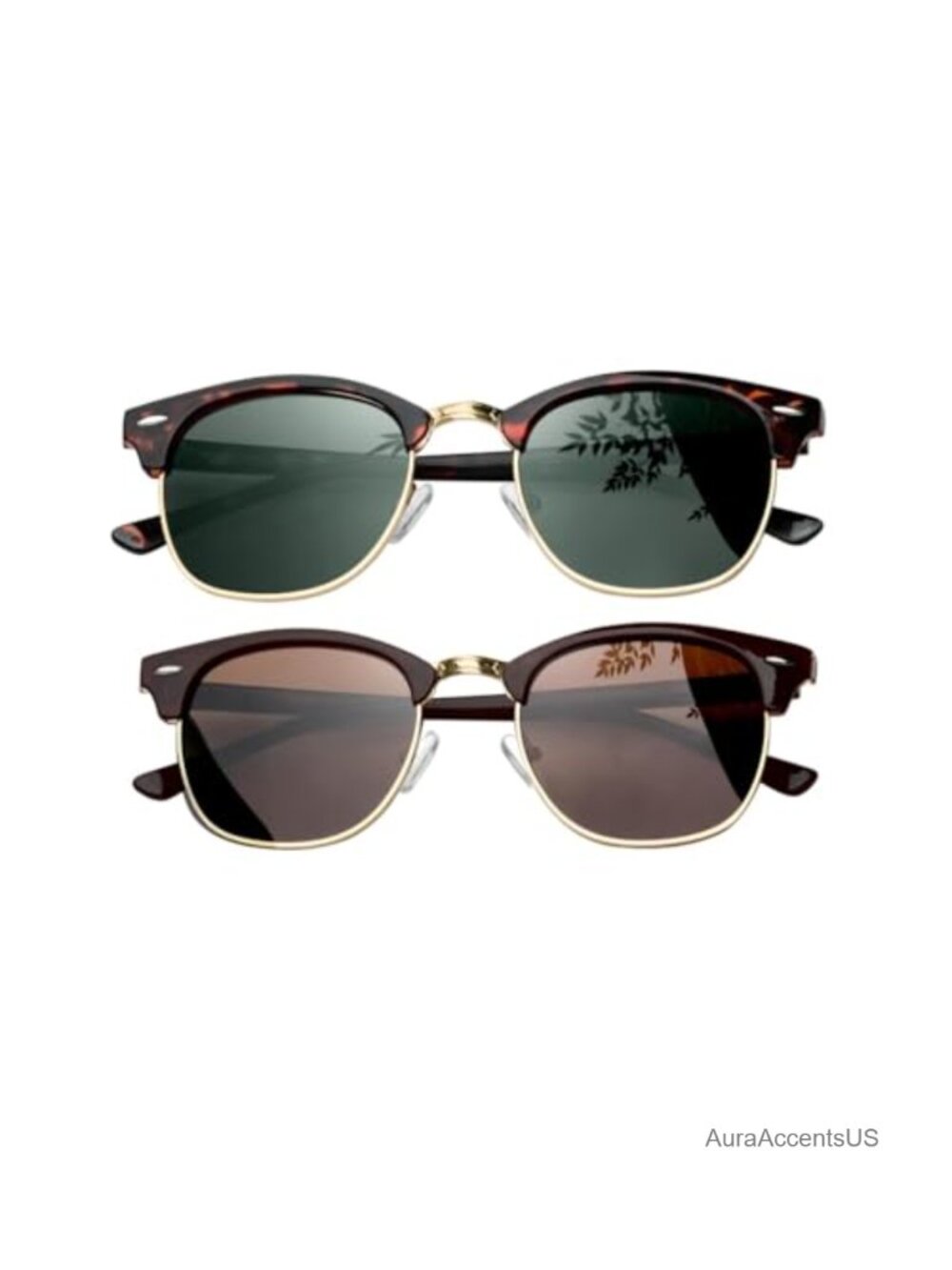 Semi Rimless Polarized UV400 Sunglasses Horn Rimmed Half Frame Unisex